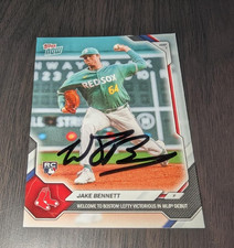 STAR ROOKIE JAKE BENNETT  Signed Boston Red Sox MLB DEBUT TOPPS NOW CARD. rookie card picture