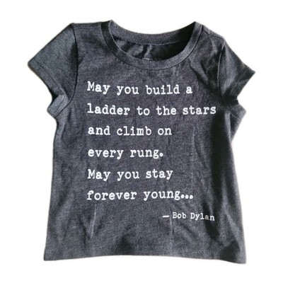 New Bob Dylan Forever Young Lyrics Girls Toddler Size 12-18 Months Folk Rock Tee