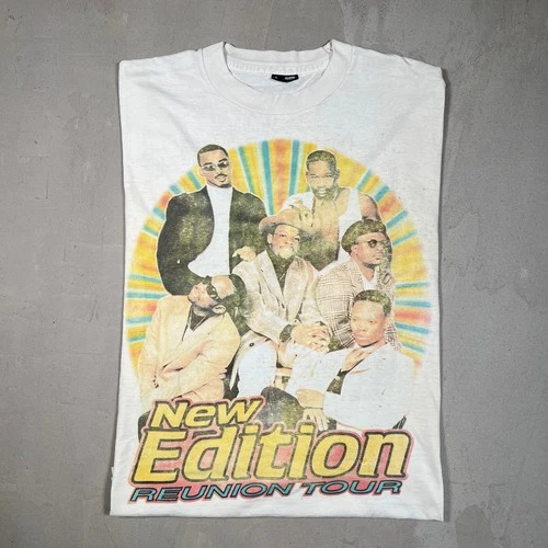 New Edition Reunion Tour White Longsleeve Size 1990s vintage concert t-shirt, vintage, size L, single stitch, B+ condition