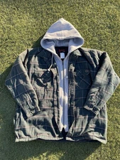 Wrangler Riggs Workwear Jacket Mens XXL Plaid Flannel Hood Quilt Lining Full Zip