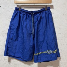 Umbro Soccer Shorts Mens Size Large Blue 90s Vintage Checkerboard Logo Athletic