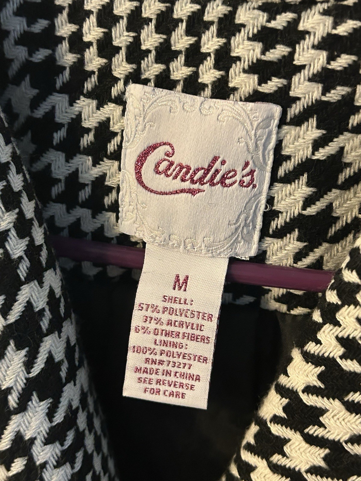 Candies Houndstooth Textured Structured Medium Ja… - image 2