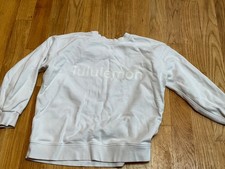 Lululemon Women's Classic White Spell Out Logo Crewneck Sweatshirt