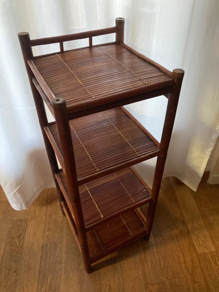 Mobile scaffale in bambù 4 ripiani, solido, leggero, autentico, artigianato vero - Immagine 3 di 4