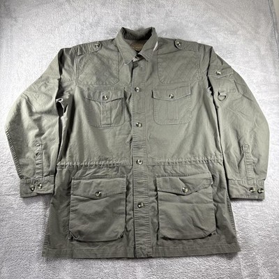 Cabelas Jacket Mens XLT Green Safari Hunting Field Chore Coat Outdoor Shooting