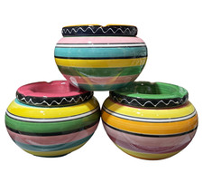 Ceramic Ash Tray Large stripy removable lid windproof smoking garden pub home 6'