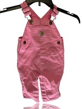 Carhartt 6 Month Pink Bib Overalls Heart Buttons Baby Rose Bloom