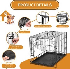 Dog Crate 24 Inch Small Wire Kennel Divider Panel Metal Cages with Double Door