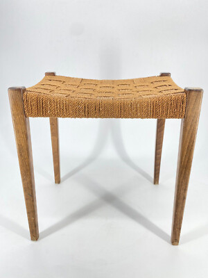 * HOCKER ERICH DIECKMANN HOLZ MÖBEL EICHE BINSEN BAUHAUS VINTAGE MIDCENTURY