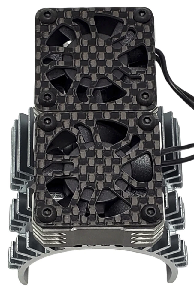 NHX RC 1/8 Twin Cyclone Alum HV Cooling Fans wCover 28000RPM Motor Heatsink Grey - Image 4 of 4