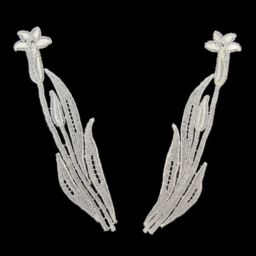 White 7"x2" Guipure Venice Lace Floral Motifs Decoration Arts Craft sold by pair