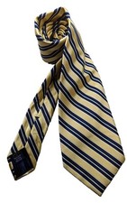 Mens WIDE Necktie 100 Silk Eagle Repeating Stripe 3.75" Classic Neck Tie