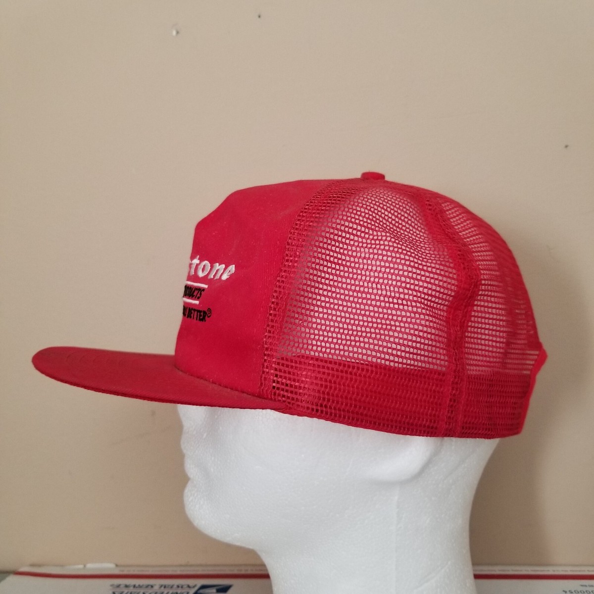 帽子 Firestone 80's Trucker Hat Made in USA Vintage Firestone Snapback Patch Mesh Trucker Hat 80s