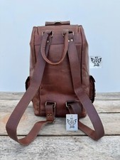 Genuine Men s Real Leather Backpack Satchel Rucksack Laptop Brown Vintage Bag
