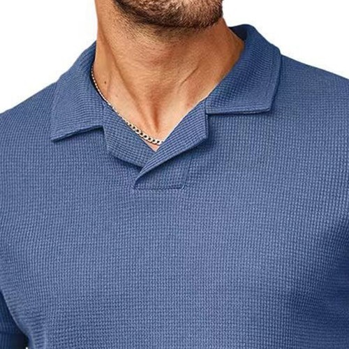 Mens Short Sleeve Polo Shirts Shorts Mens Waffle Fashion Casual Tracksuit Sets - Picture 9 of 32