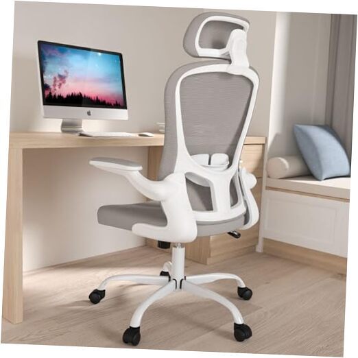 Office Chair, High Back Ergonomic Desk Chair, With Headrest Light Gray