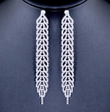 Vine Leaves Austrian Crystal Rhinestone Chandelier Dangle Earrings Wedding E126