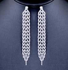 Vine Leaves Austrian Crystal Rhinestone Chandelier Dangle Earrings Wedding E126