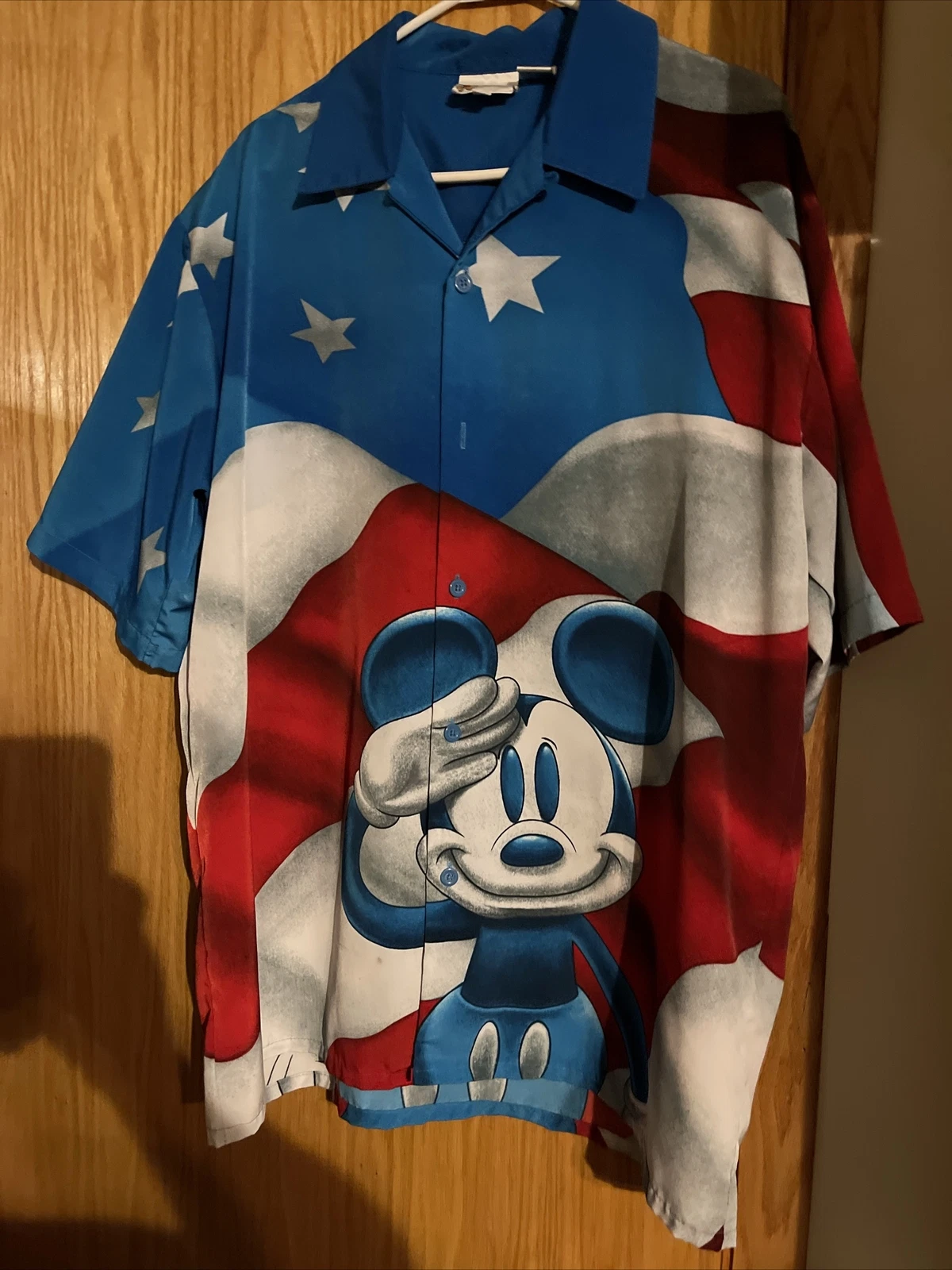 Disney Resort Mickey Mouse Camp Shirt Flag Salute