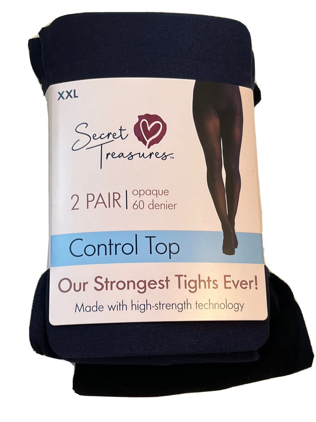 Secret Treasures Women's Control Top Tights Size XXL 2 Pair Black