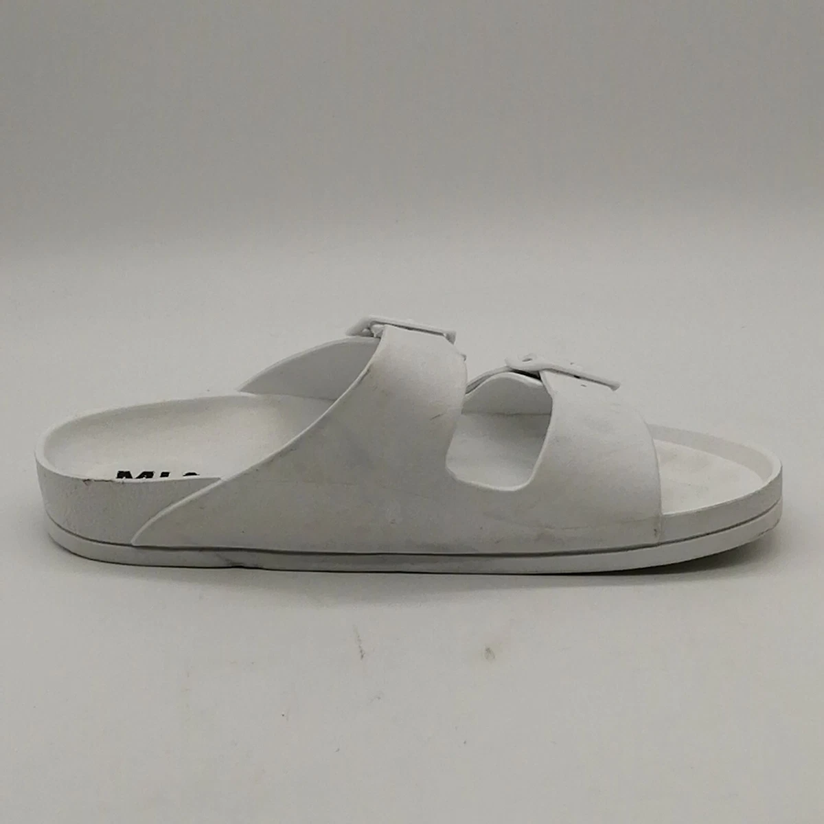 Mia Womens Jasmin Double Strap Slide Sandal White Molded Footbed