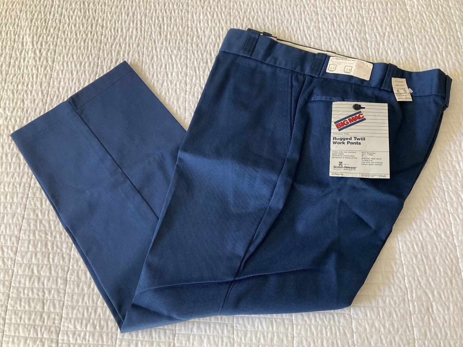 Vintage Men's JC Penny Big Mac Rugged Twill Work Pants 42 x 29 Navy