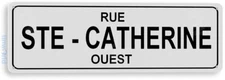 TIN SIGN Ste Catherine St. Ouest Street Sign Montreal Canada Metal Bar B739