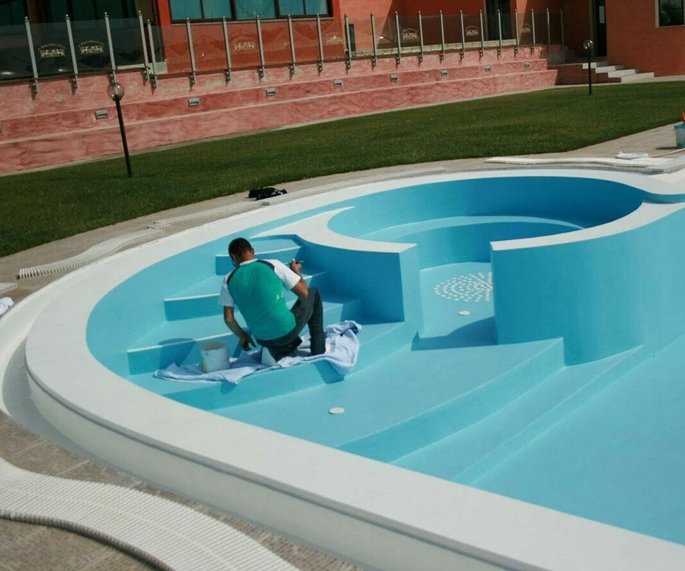 Vernice Smalto Impermeabilizzante Per Piscine al Clorocaucciu Azzurro 5 Kg - Immagine 2 di 4