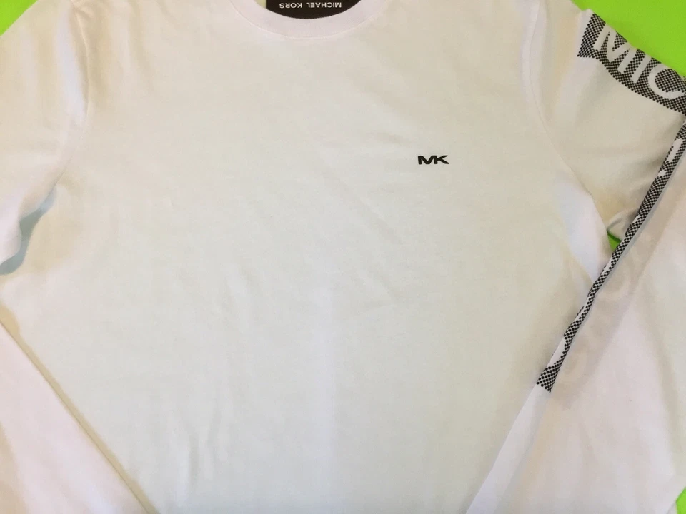 Camiseta de hombre MICHAEL KORS manga larga talla MEDIANA blanca con negro 100 % algodón Foto 4 de 4