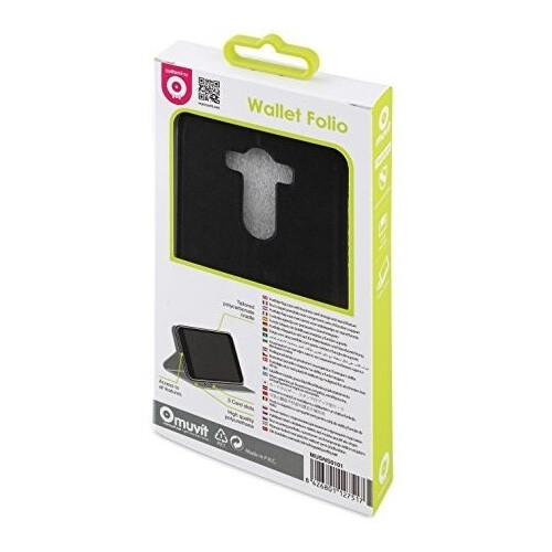 Funda Muvit Wallet Folio con función soporte negra para LG G3 negra. - Imagen 3 de 3