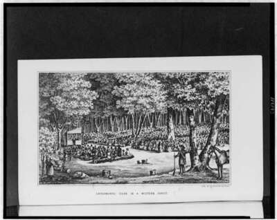 Sacramental Scene in Western Forest,1854,Religious Revival Meeting,Presbyterian