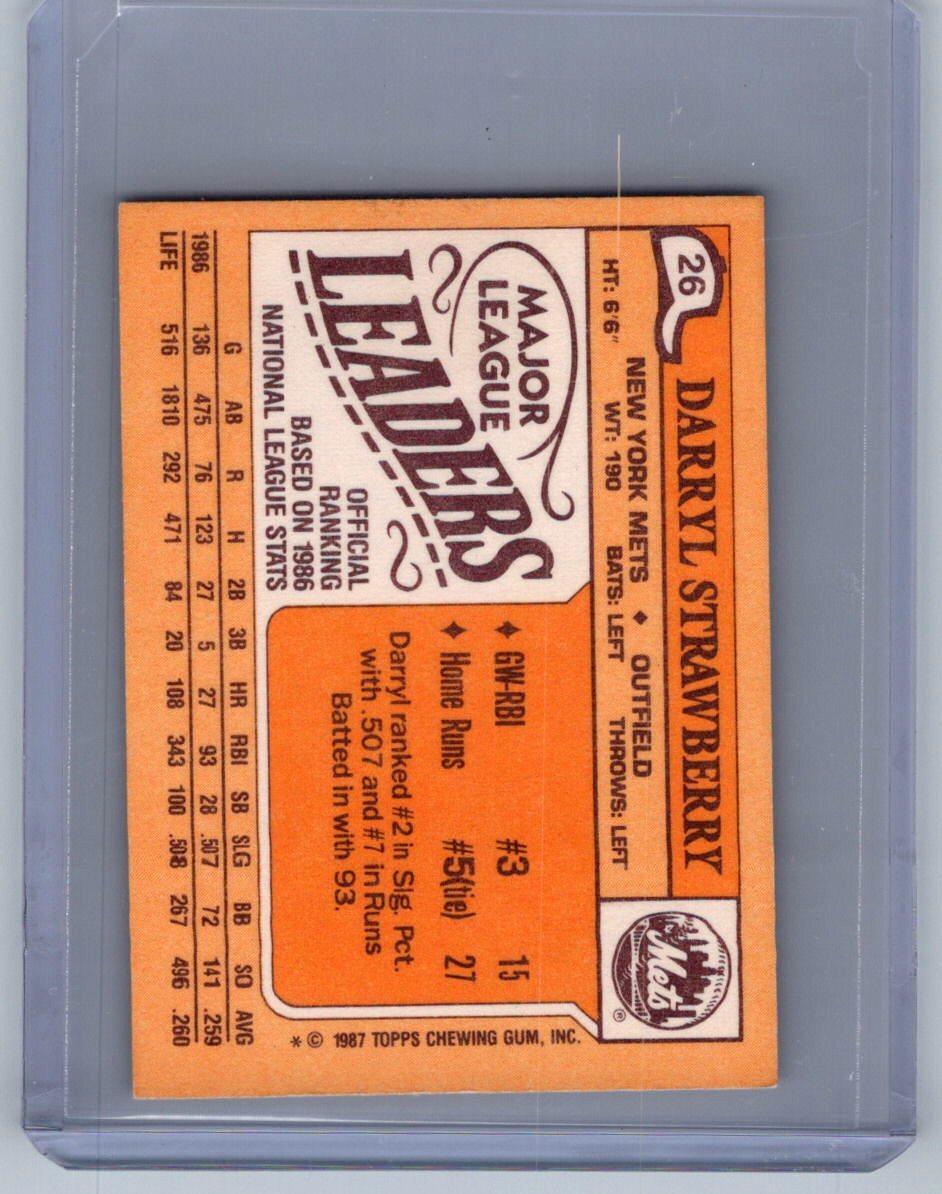1987 Topps Major League Leaders Minis #26 Darryl Strawberry NM+ | eBay