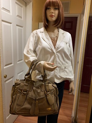 Chloe Large Taupe Olive Leather Organizer Satchel Large Bay Bag