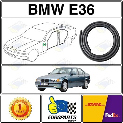 1991 BMW E36 Sedan Rubber/Felt Door Seal Weatherstrip 51728196289 Front Left