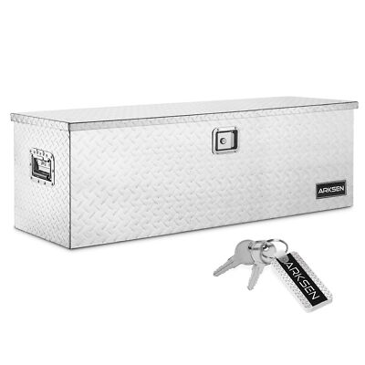 49'' Aluminum Diamond Plate Tool Box Pick Up Truck Bed Storage Lock W/Key, Silver