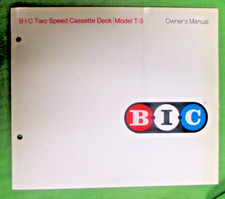 BIC T 3 CASSETTE DECK MANUALE PROPRIETARIO PER DUE SPEED DECK ORIGINALE VECCHIO MAGAZZINO