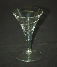 Elegant Style Cordial Footed Wine Glass Goblet w Cut Swirl Pattern Unknown Maker