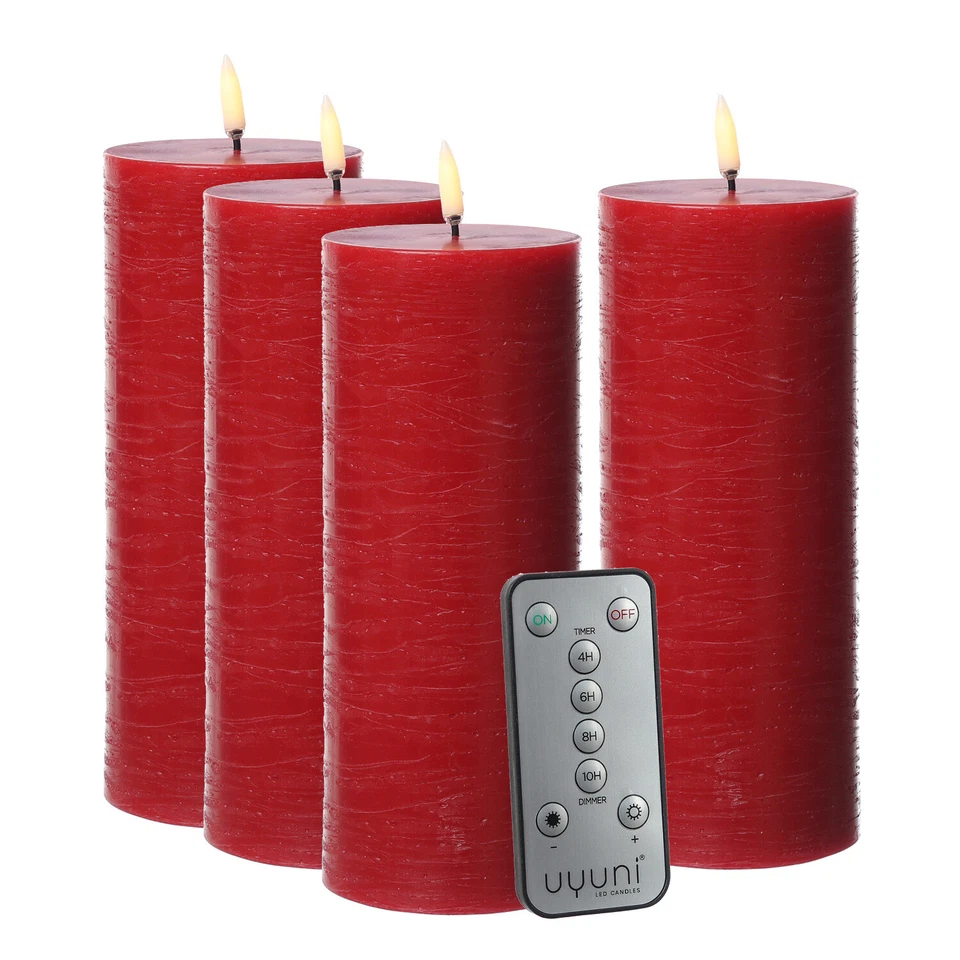 LED Kerzenset PIA Rustik-Optik Adventskerzen H:20cm mit Batterien/Fernb. 4er Set - Bild 2 von 4