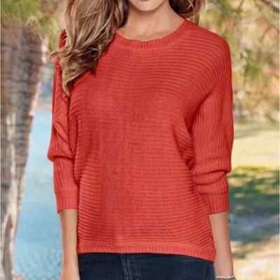 Women's Size Medium Coral Venus Button Back Detail Sweater