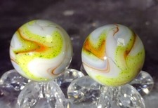 .68" .66" D.A.S. MARBLES HTF TRIBUTES LOT X2 ELECTRIC AV. SWIRL TOYS NM-M