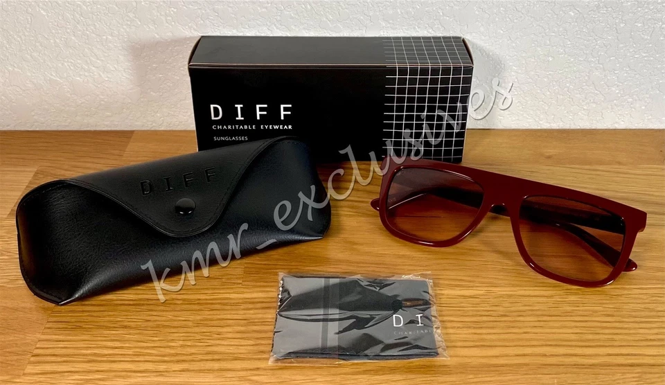 NIB DIFF “Stevie” Square Shield Sunglasses Claret Frames & Wine Lenses MSRP: $92