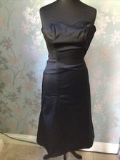 Coast Womens Black Satin Lined Bandeau Fit & Flare Cocktail Dress Size 10 VGC