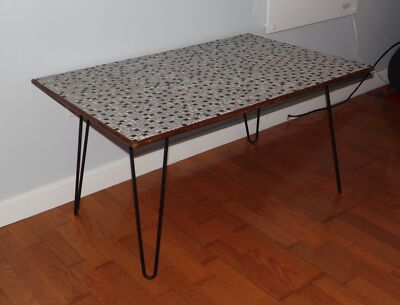 Vintage Industrial Mid Century Modern Mosaic Tile Coffee Table