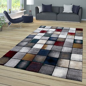 Wohnzimmer Teppich Kurzfor Modernes Kaiertes Design Used Look Bunt | eBay