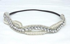 GORGEOUS CUSTOM MADE GATSBY STYLE RHINESTONE FAUX PEARL BEAD BRIDAL HEADBAND