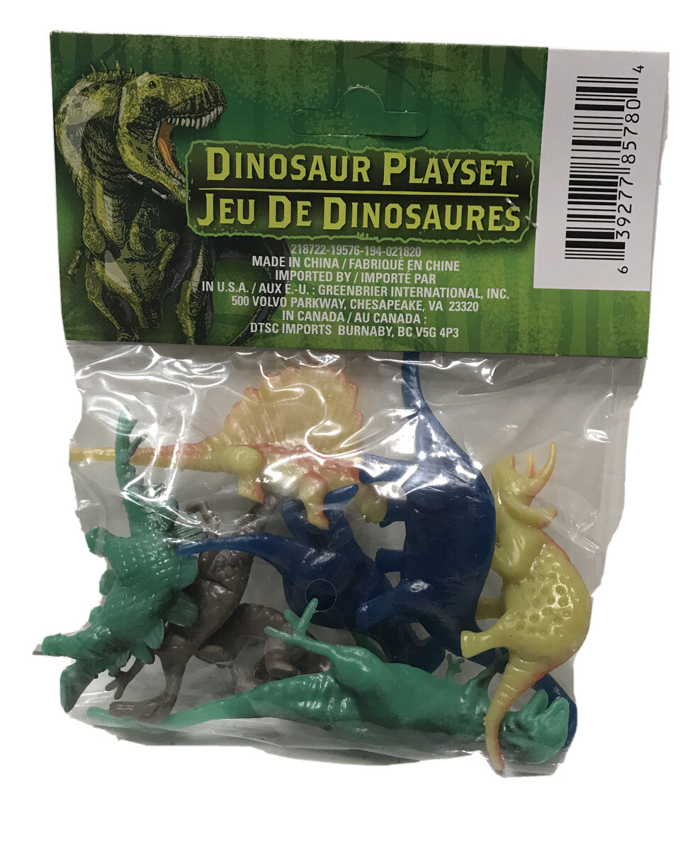8 Piece Dinosaur Playset T-Rex Triceratops Dimetrodon Stegosaurus
