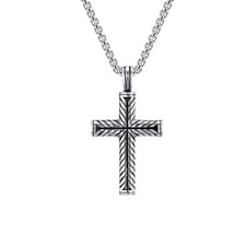 Cool Boys Mens Stainless Steel Cross Pendant Necklace For Men Women Chain