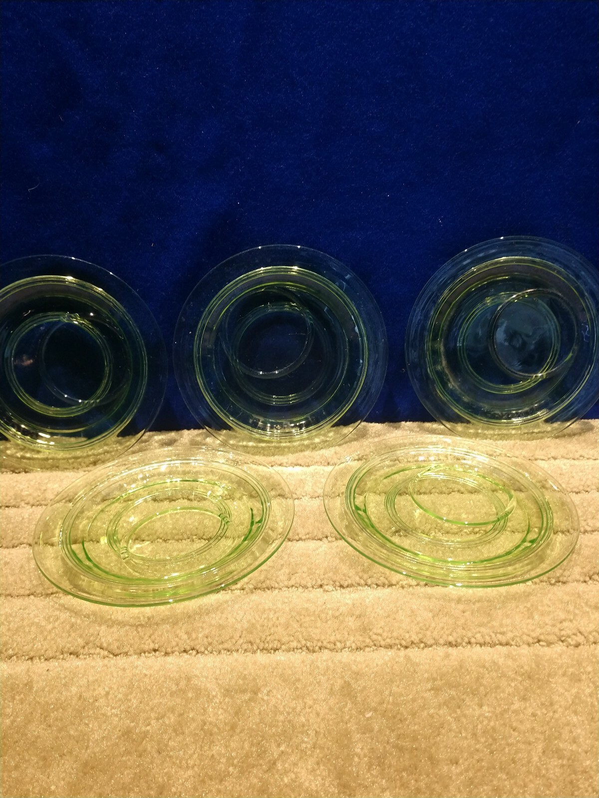 Set 5 vintage Green Glass Plates eBay