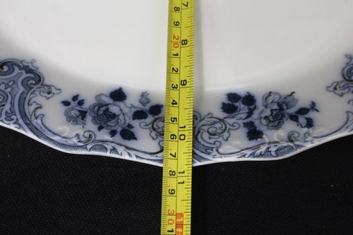 Antique WH Grindley MARION Flow Blue & White & Gold Porcelain 15 Oval Platter - Picture 7 of 8