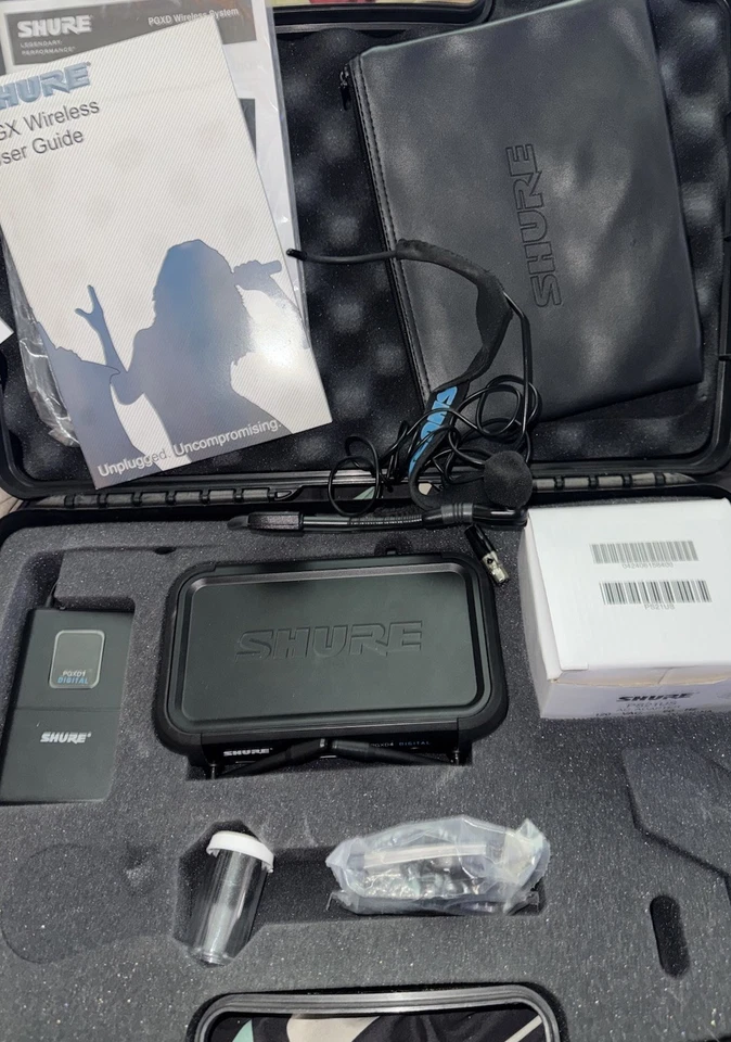 Shure PGX4 Wireless Receiver PGX1 Transmitter Case Lavalier Mic Original Papers - Image 2 of 4